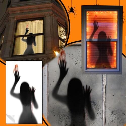 Halloween Horror Peeper Wall Stickers Removable Self-adhesive Window Stickers Haunted House Scary Blood Handprint Decal,хэллоуин