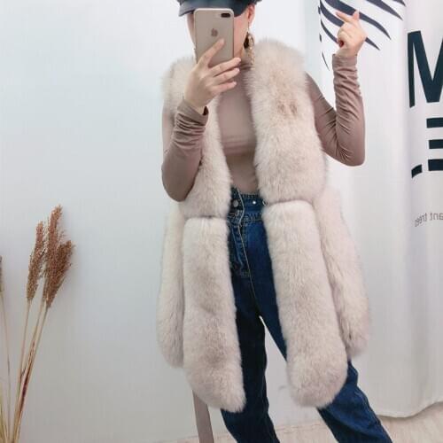 Real Vest Coat Women Clothes Korean Solid Color Fox Fur Jacket Winter Warm Waistcoat Manteau Femme Hiver ZL672