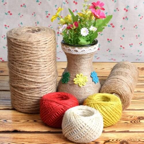 Natural Burlap Hessian Jute Twine String Tag Label Hang Rope Wedding Home Decorative Crafts Gift DIY Packing Supplies 50M 2mm
