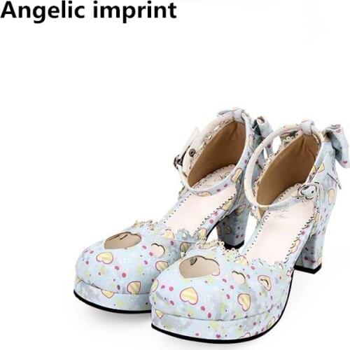 Angelic imprint New woman mori girl lolita cosplay shoes lady high thin heels pumps women princess dress party shoes 33-47 6.5cm