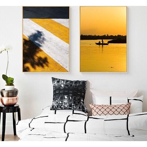 Landscape Nordic Canvas Print Wall Art Home Decor Living Room Bedroom Nordic Minimalist Sunset Scenery Poster Decor Painting
