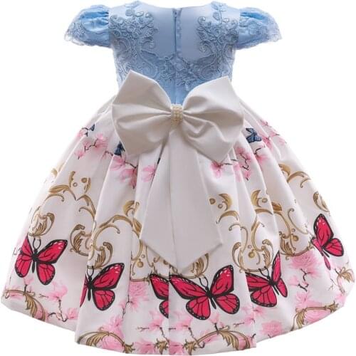 Flower Girl Party Wedding Gown Butterfly Princess Dress for Girls Baby Clothes Children Floral Formal Dresses Kids Clothing