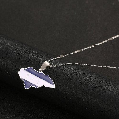 Stainless Steel Trendy Enamel Honduras Map Pendant Necklaces Honduras Maps Charm Jewelry