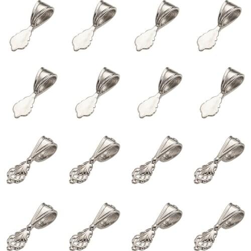 50pcs Brass Glue-on Flat Pad Bails Pendants Charms Connector Hanger for Jewelry Making DIY Bracelet Necklace 21x6x7mm