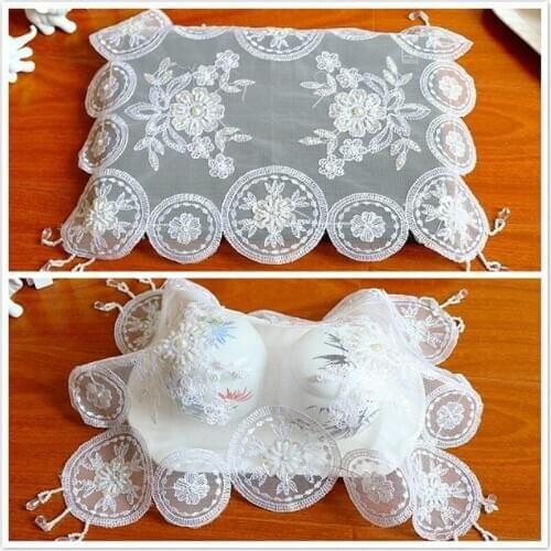 Rectangle Lace Embroidered Beads Pendant European Placemat Table Mat Jewelry Cover Bedroom Kitchen Christmas Wedding Decoration