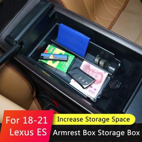 QHCP Auto Car Armrest Box Storage Central Console Organizer Accessories Black Storage Box Interior Organizer For Lexus ES 18-21
