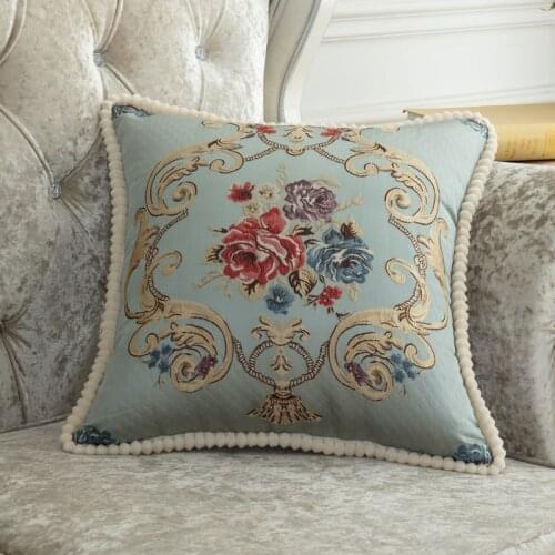 Luxury European Style Embroidery Printing Square Throw Pillowcase Home Office Decoration Cushion Cover High Quality Pillow Cover