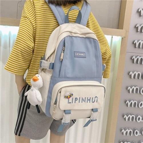 Panelled Patchwork Design Girls Student Backpack School Bag Modern Popular Backpack for Laptop Female Fashion Trendy Backpack