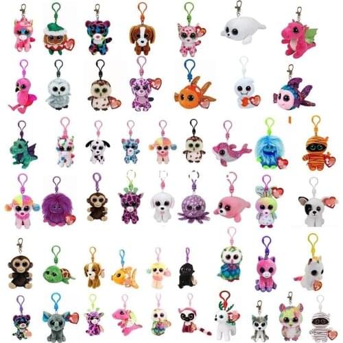 Ty Beanie Big Eyes Keychain Pendant Owl Bat Monkey Turtle Unicorn Soft Plush Backpack Ornaments Birthday Gift For Kids 10CM