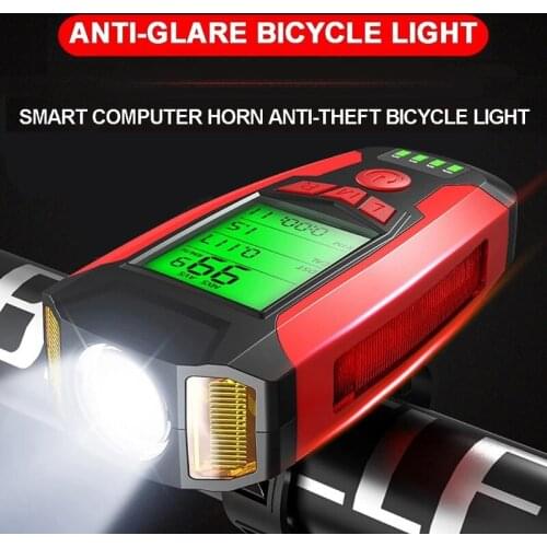 Bike Light Set with Speedometer USB Rechargeable Super Bright Front Headlight 5 Lighting Modes for Commuting and Road Cycling