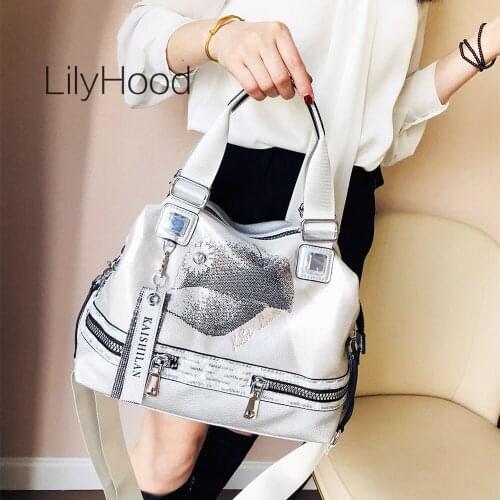 Lady Fashion Rhinestone Cute Hat Messenger Bag 2021 Women High Quality Pu Leather Zipper Pockets Work Office Carry Shoulder Bag