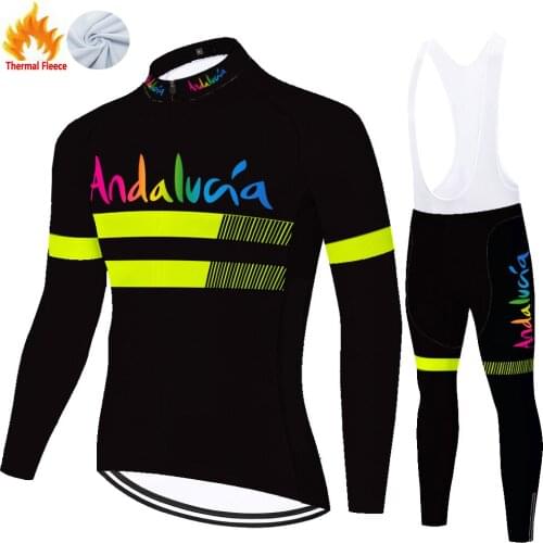 Andalucia Winter Thermal Fleece Masculino Mallots Camiseta Traje Hombre Conjunto Maillot Ciclismo Equipamento De Ciclismo