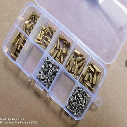 180pcs M2 m2.5 M3 Male Female Thread Brass Spacer Standoffs/ Screw /Hex Nut Assortment set Kits with Plastic Box