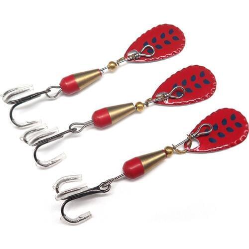 3 pcs/lot spoon lure Spinner Bait Fishing Lure red Spoon Spinner Bait Spinnerbait Metal Lure Isca Artificial Bass Lure