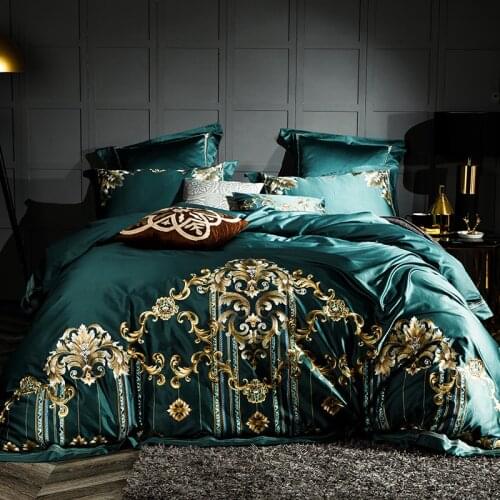 New 100S egyptian cotton bedding sets Luxury embroidery bed set queen king size duvet cover bed sheet set pillowcase 4/6pcs