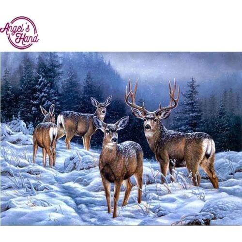 5D Diy Diamond Painting crystal Snow Deer Diamond Embroidery diamond Mosaic Pictures Of Rhinestones Crafts decor