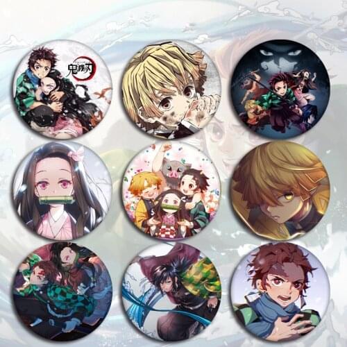 HD Pattern Demon Slayer Anime Brooch Cosplay Tinplate Bedge Cartoon Backpacks Bags Label Pin for Fans Jewelry Gift