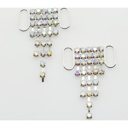 2017 New 10Pcs 10*35MM AB Color shiny Bikini Rhinstone connector/ buckle metal chain for swimming wear bikini decorstion