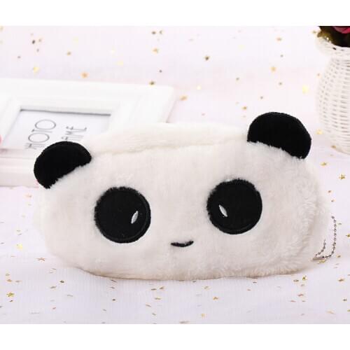 1PC Cartoon Panda Pencil Case Soft Plush Pencil Pen Bags Cosmetic Makeup Pouch Bag Coin Holder Cute Wallet Gifts School Supplies