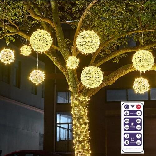 Dia30CM Outdoor Lantern Ball Solar Hanging Light With Remote Garden Tree Solar Hanging Globe Lamps For Balcony Backyard Patio