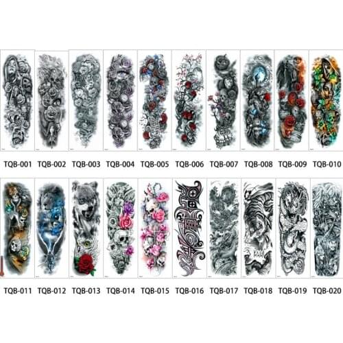 Designs 1 Sheet Full Arm Tattoo Sticker Animal Temporary Tattoo Sticker for Women Men Transfer Big Decal Paper T1787