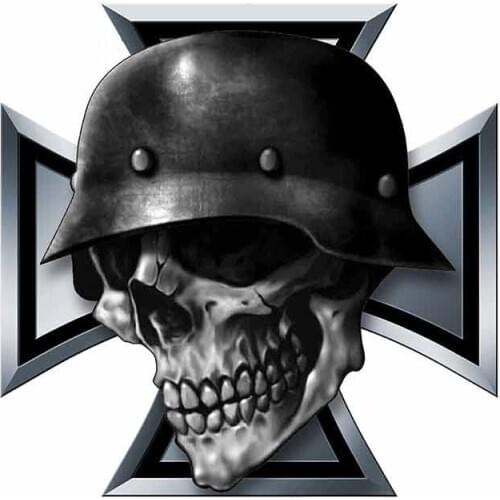 For Iron Cross Skull Motorcycle Car Bumper Stickers Personality Windows Decal Graffiti for SUV JDM VAN,13cm*13cm