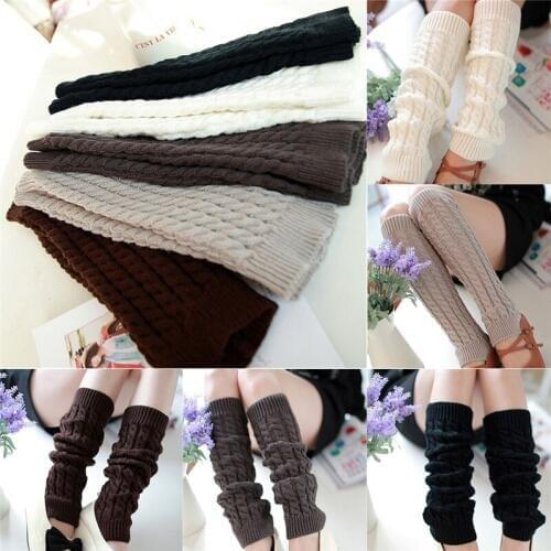 Leg Warmers for Women Fashion Gaiters Boot Cuffs Woman Thigh High Warm Knit Knitted Knee Socks Black Christmas Gifts