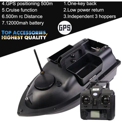GPS Position 500M Independentt Control 3 Hoppers LCD Screen Remote Control RC Fishing Bait Boat Auto Cruise Control Big Function