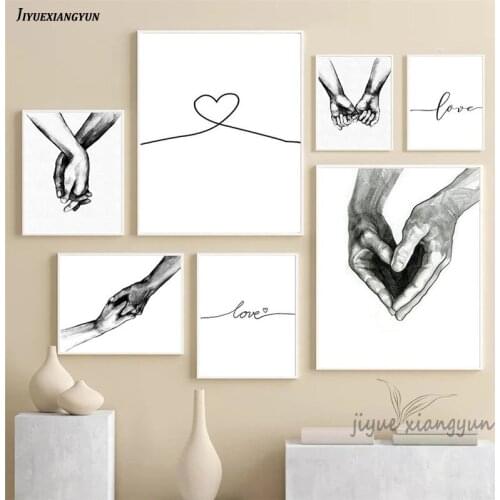 Hand-in-hand Love Decoration Painting Nordic Canvas Art Wall Printing Decoration Bedroom Minimalist Poste
