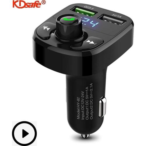KDsafe Bluetooth New Multi-Functional Wireless Smart Kit LCD FM Transmitter Dual USB Car Charger 3.1A MP3 Music TF Card U Disk
