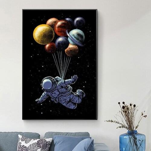 Space Traveler Cartoon Art Canvas Posters And Prints Abstract Astronaut Canvas Paintings On the Wall Art Pictures For Kids Room