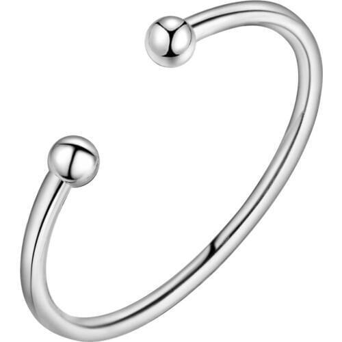 Hot Sale Women 925 Sterling Silver Classical Smooth Bangles Open Cuff Bracelets & Bangles Jewelry Pulseras