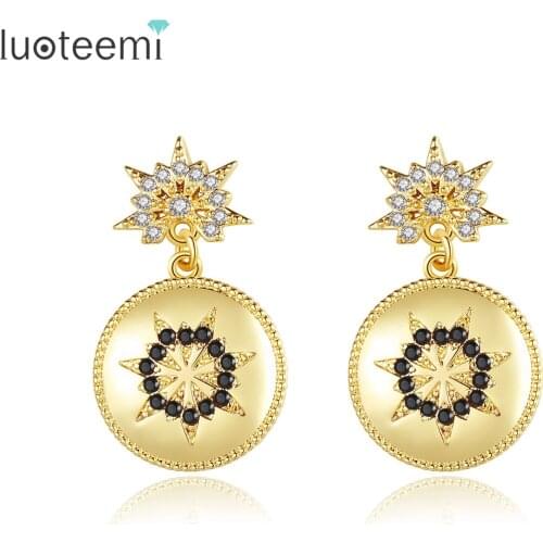 LUOTEEMI Gorgeous Drop Earring for Women Fashion Jewelry Round Shape with Sunflower Earrings Jewelry Pendientes Christmas Gifts