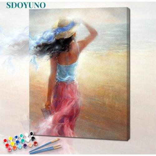 SDOYUNO Oil Paint By Numbers Figure Painting By Numbers On Canvas Frameless 60x75cm Seascape DIY Home Decor Unique Gift