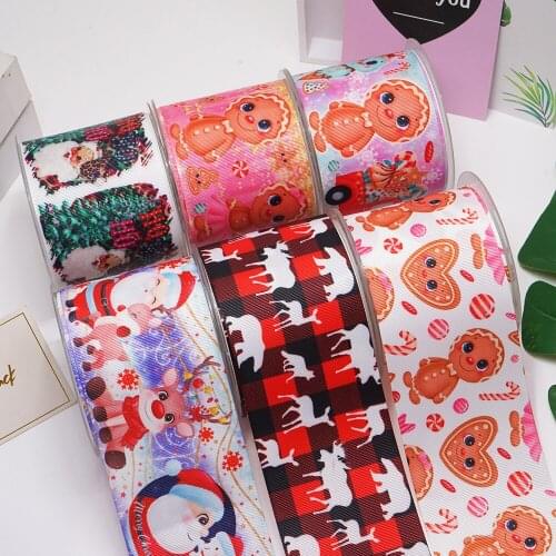 DIY Handmade Materials Printed Christmas Grosgrain Ribbon 50 Yard Per Size 57140