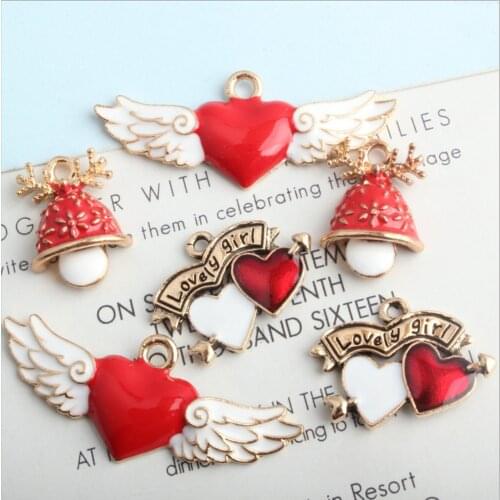 Metal Wing Heart Charms Pendants for DIY decoration necklace earring key chain Jewelry Making