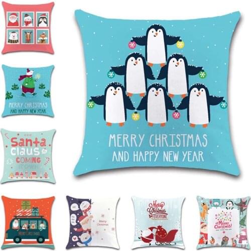Merry Christmas cartoon animals Santa Claus Cushion Cover Decorative sweet Home sofa seat friend kids bedroom gift pillowcase