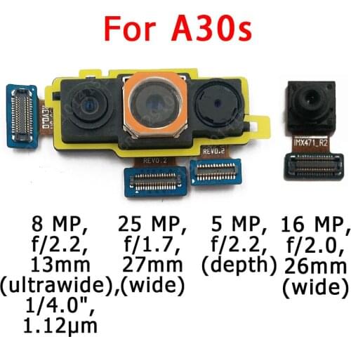 Original Front Rear Back Camera For Samsung Galaxy A30s A307 Main Facing Camera Module Flex Cable Replacement Spare Parts