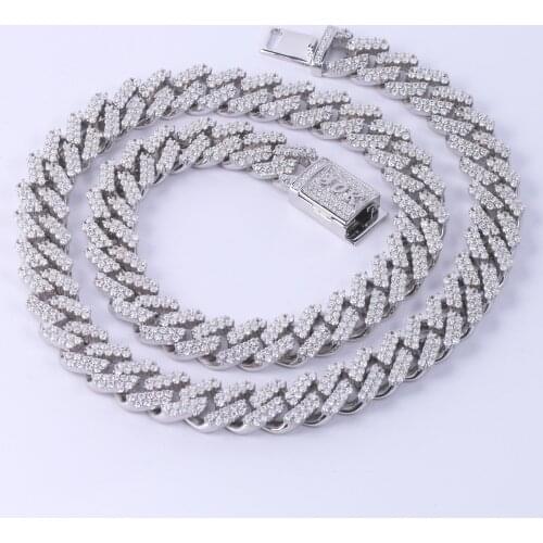 OTIY iced out micro pave lab diamonds hip hop cuban link chain necklace moissanite jewelry Custom necklace
