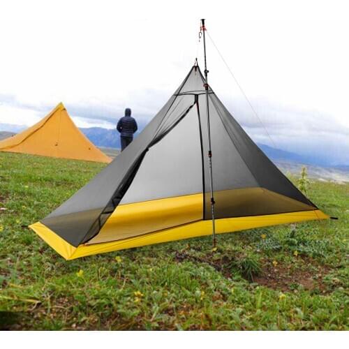 550g Ultralight Outdoor 3 Season Mesh Camping Inner Tent 40D Nylon Silicon Coated Floor Tent Rodless Pyramid Large Tent 2 Person