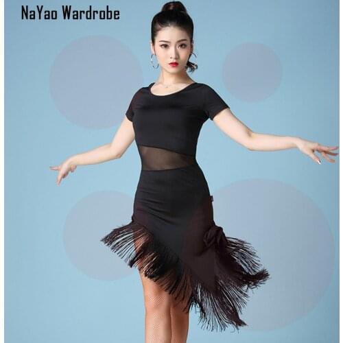 Latin Dance Dress Women Short Sleeve Tassel Fringe Dress for Ballroom Samba Tango Chacha Dancing Performamnce SS018