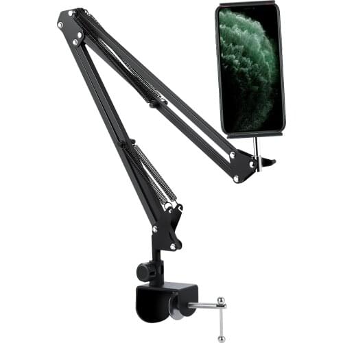 Cell Phone Holder Stand Clip-on Flexible Tablet Mount Bracket for Desk Bed Headboard for 3.5-7inch Smartphone Tablets