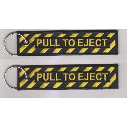 Pull to Eject Embroidery Keychain Aviation Motorcycle Pilot Crew Tag