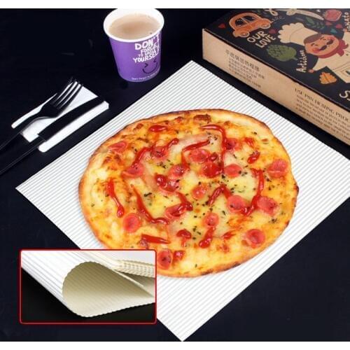 Corrugated Anti-oil Pizza Base Paper White Disposable Pizza Square Papers Dish Western Food Grade Take Out Papers 50pcs