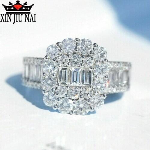 Luxury Crystal Big Rings For Women 925 Silver Color Clear White Zircon Bridal Promise Engagement Ring Wedding Bands