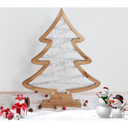 Lighting Christmas Tree Solid Wood Desktop Hotel Storefront Soft-decorated Christmas Ornament Wooden Star Holiday Decorations