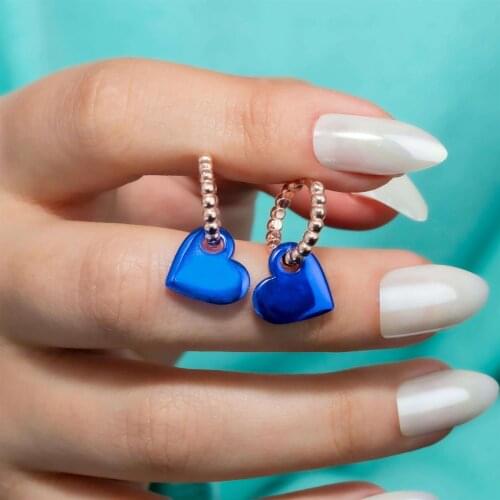 Bulk Clip-On Rose Color Blue Hematite 925 K Silver Heart Earrings