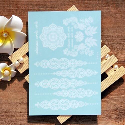 Tattoo For Women Body Painting White Black Henna Tattoo Fake New Lace Flash Arabic Indian Rose Butterfly Wedding Art Paint