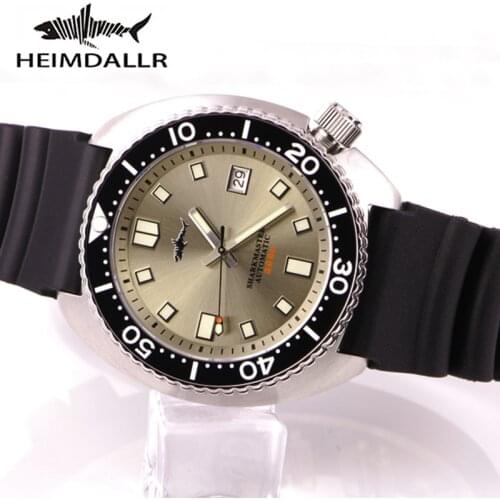 Heimdallr Abalone Vintage Automatic Watch Sapphire Glass NH35 Mechanical Wristwatches 30ATM Water Resistant Rubber Band Watch