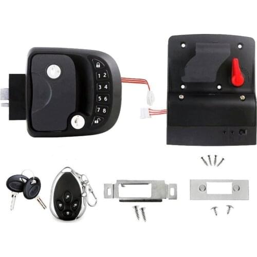 1set Car RV Keyless Entry Door Lock Latch Handle Knob Deadbolt Remote Key Fob For Camper Trailer Truck Auto Parts Accessories